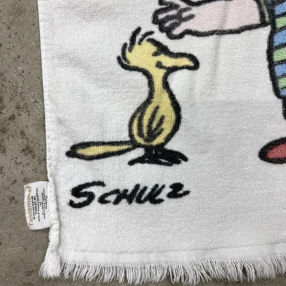 Vintage 1971 Peanuts Linus Woodstock Good Morning Hand Tea Towel Tastemaker